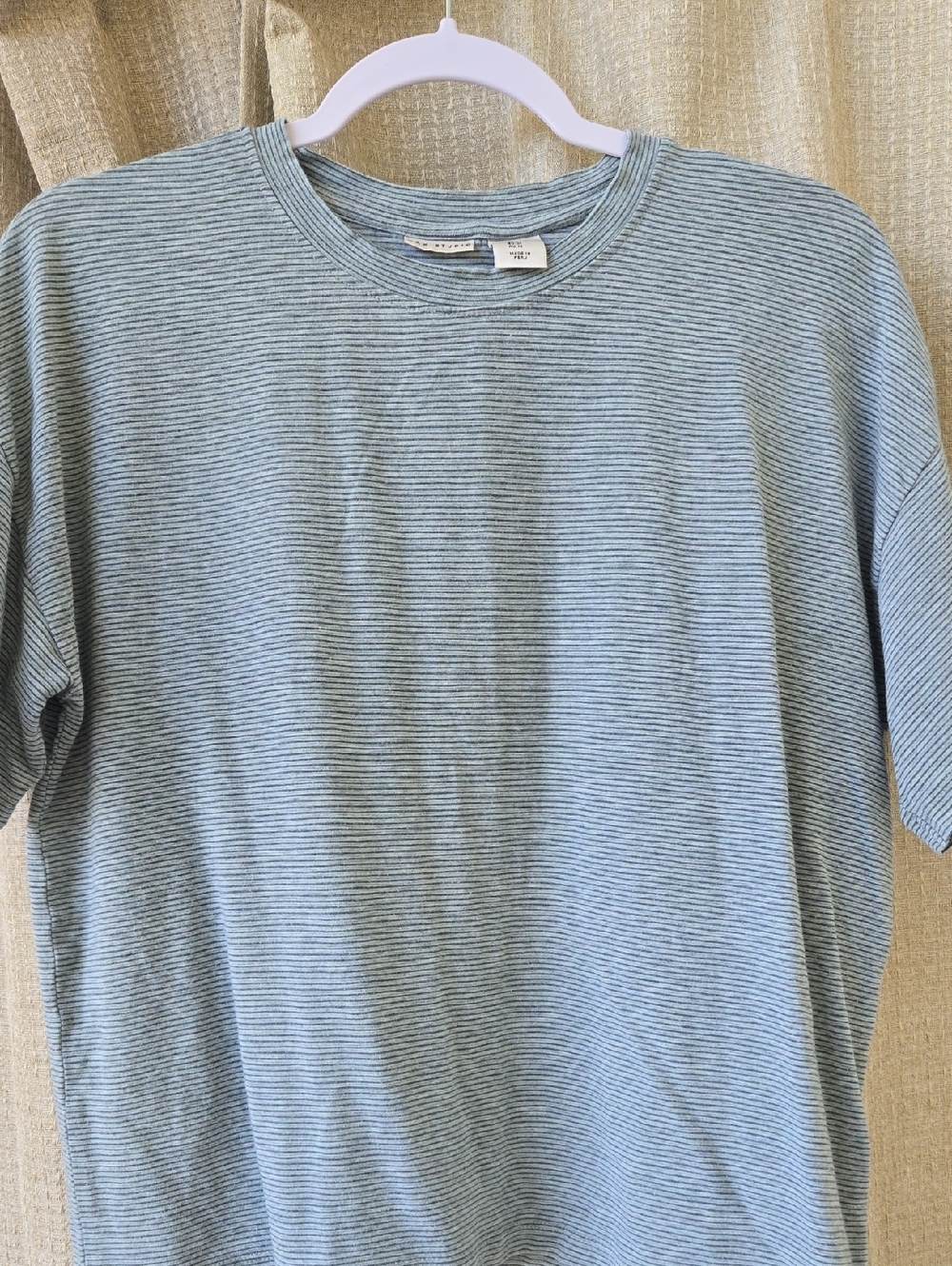 Casual Green Striped Crewneck T-Shirt